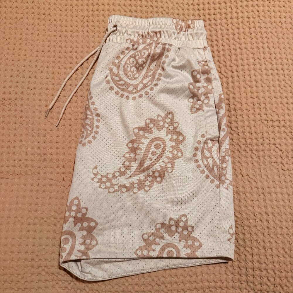 Maison Article Paisley Mesh Shorts Mens M Cream Streetwear Drawstring‎ Athletic - Picture 4 of 4